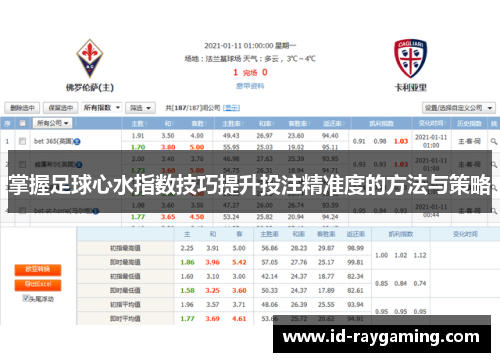 掌握足球心水指数技巧提升投注精准度的方法与策略